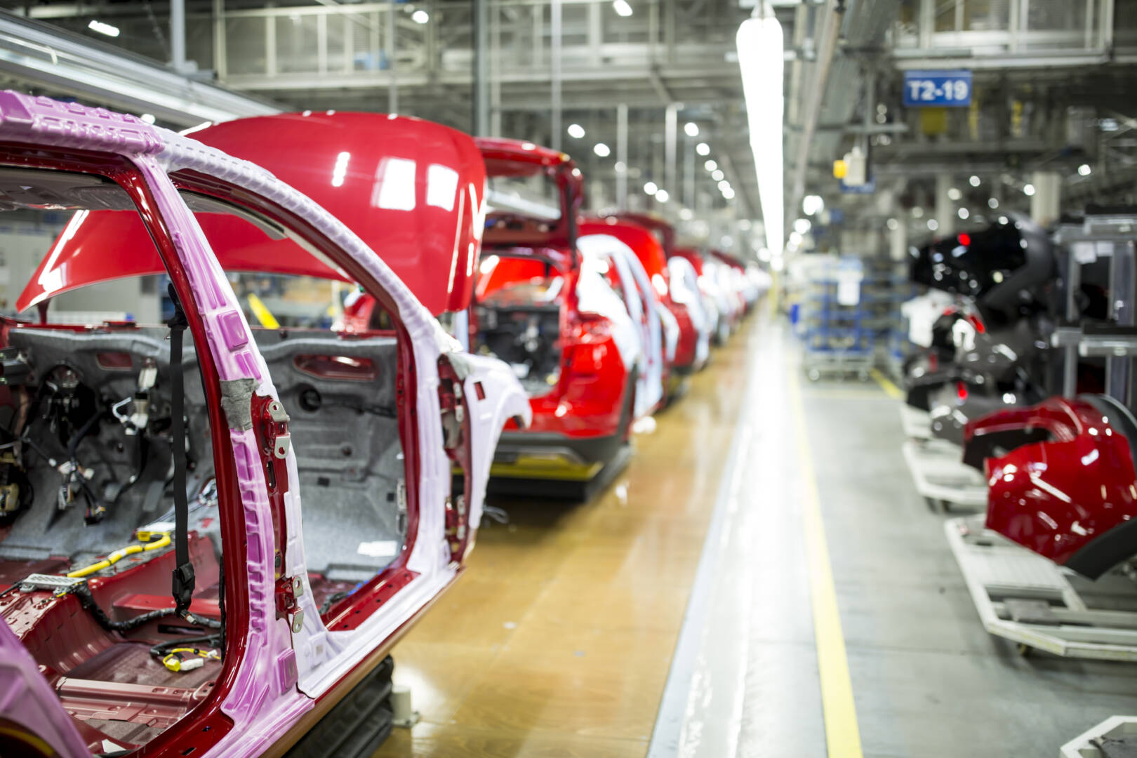 Modern automatized car production in a factory